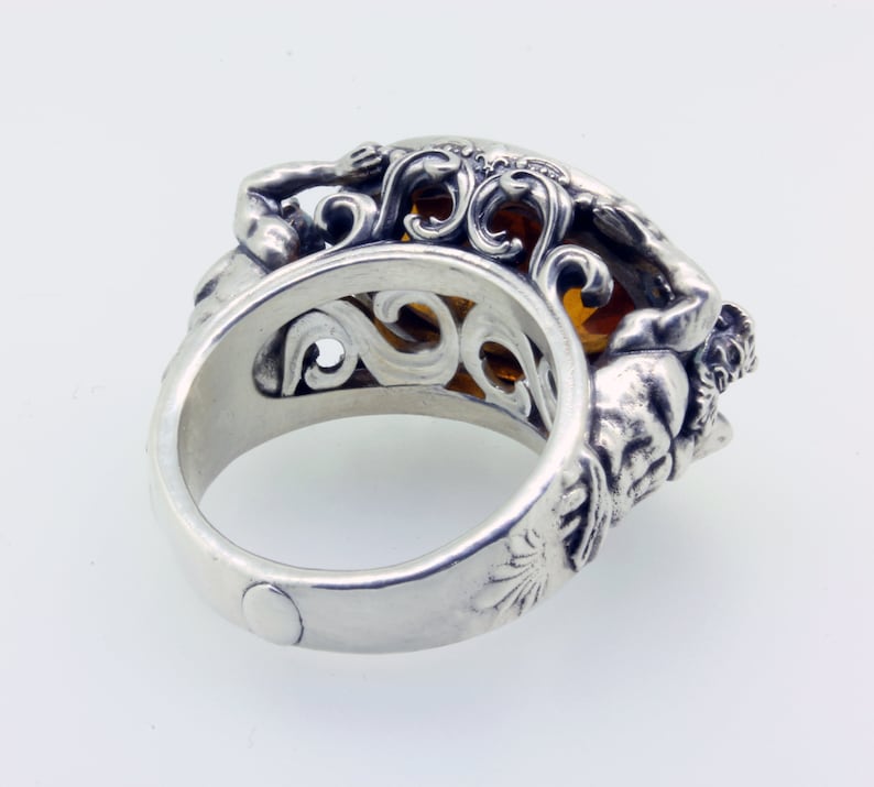 Satyr Greek Mythology Ring Pagan Ring Goat Ring Faun Ring Citrine Ring Greek Pan Ring Man Statement Ring Greek Ring Men's Bling Ring Fawn image 6