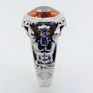 Satyr Greek Mythology Ring Pagan Ring Goat Ring Faun Ring Citrine Ring Greek Pan Ring Man Statement Ring Greek Ring Men's Bling Ring Fawn image 7