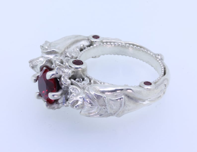Bat Scroll Ring Rubies Gothic Engagement Wedding Ring Victorian ...
