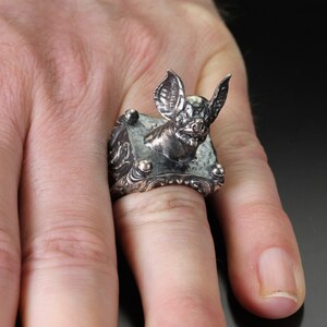 Renaissance Scroll Bat Ring Gothic Ring Bat Jewelry Vampire Bat Ring Gothic Statement Ring Gothic Jewelry Goth Style Biker Ring Vampires image 8