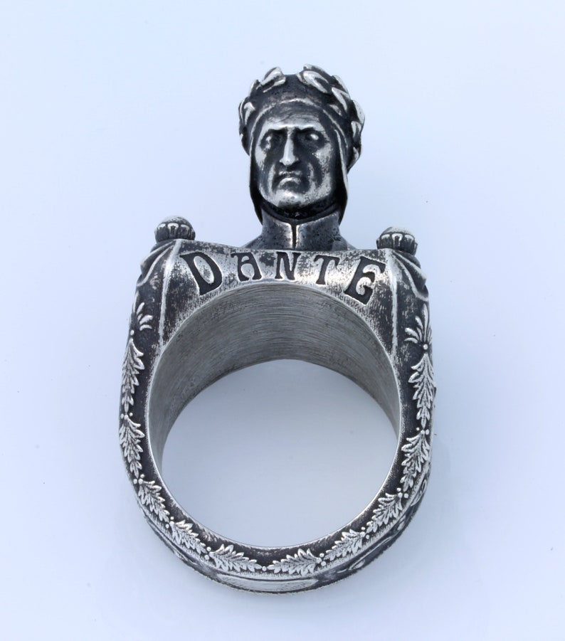 Dante Alighieri Sculpture Ring Dante's Inferno Divine Comedy Poetry Gifts Classic Literature Mythology Gothic Gift Ring Renaissance Jewelry image 5