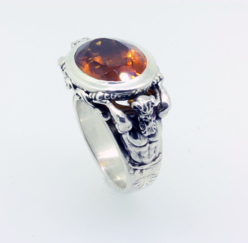 Satyr Greek Mythology Ring Pagan Ring Goat Ring Faun Ring Citrine Ring Greek Pan Ring Man Statement Ring Greek Ring Men's Bling Ring Fawn image 3