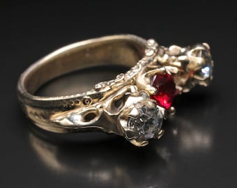 Raven Diamond Skull Ring Viking Raven Ring Gothic Ring Gold Skull Ring Norse Jewelry Witch Ring Celtic Crow Ring Spirit Animal Odin Heilung
