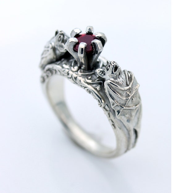 Men's Stainless Steel Vampire Bat Ring - Gothic Punk Biker Style Band - View #7