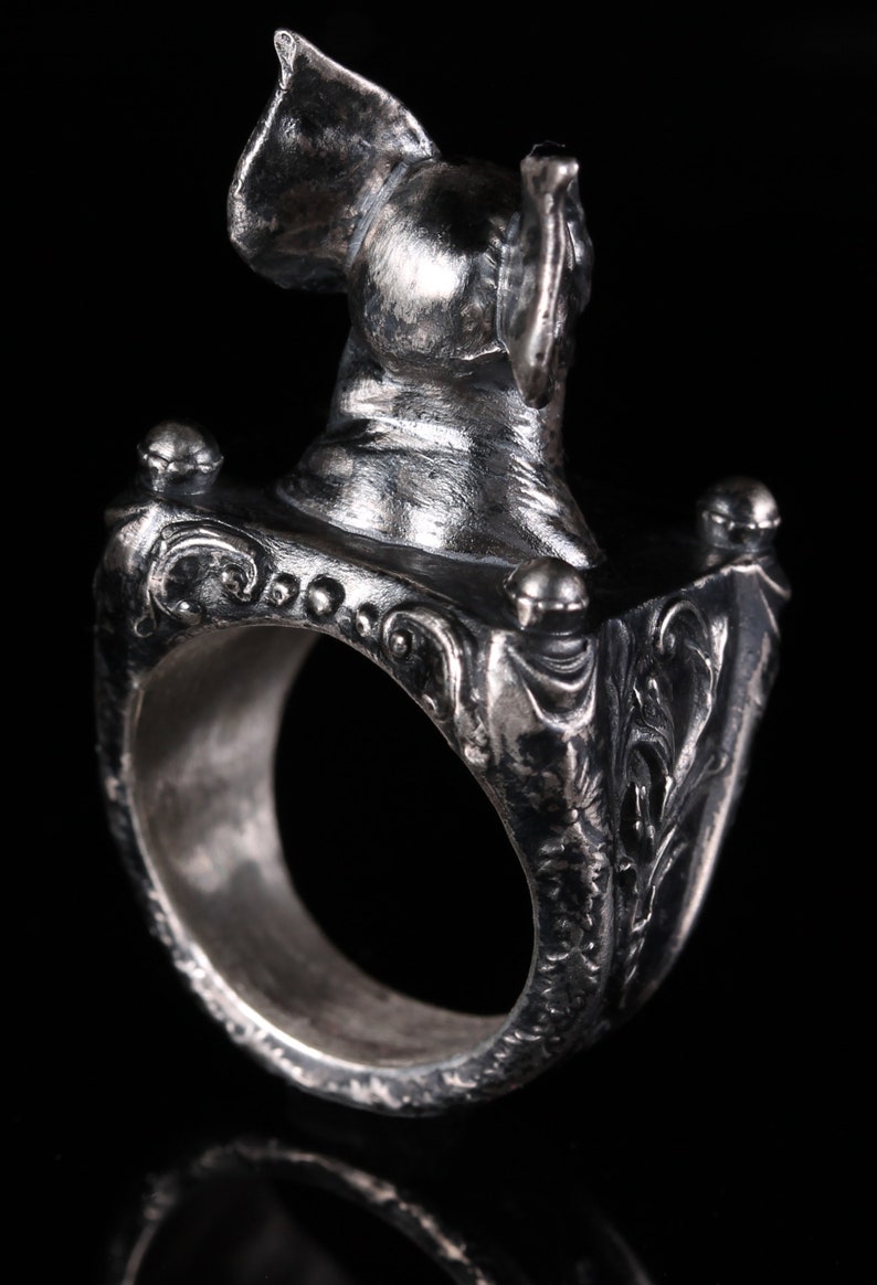 Renaissance Scroll Bat Ring Gothic Ring Bat Jewelry Vampire Bat Ring Gothic Statement Ring Gothic Jewelry Goth Style Biker Ring Vampires image 7