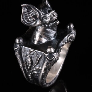 Renaissance Scroll Bat Ring Gothic Ring Bat Jewelry Vampire Bat Ring Gothic Statement Ring Gothic Jewelry Goth Style Biker Ring Vampires image 6