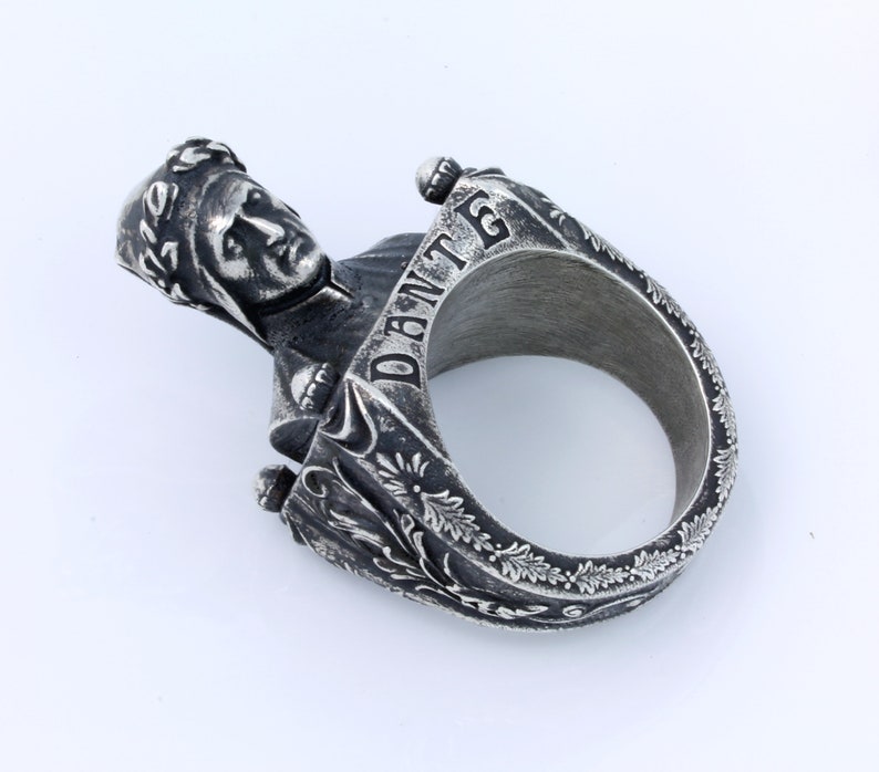 Dante Alighieri Sculpture Ring Dante's Inferno Divine Comedy Poetry Gifts Classic Literature Mythology Gothic Gift Ring Renaissance Jewelry image 3