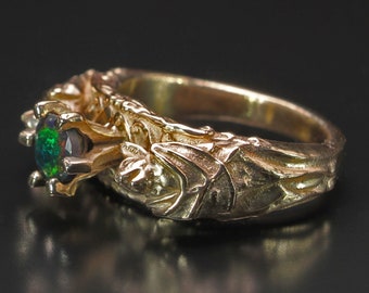 14 kt Gold Bat Ring Black Opal, Luxury Goth Wedding Ring, Gothic Engagement, Gothic Jewelry, Bat Ring, Bat Jewelry, Goth Wedding, Goth Ring