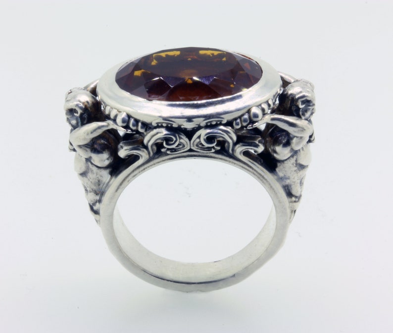Satyr Greek Mythology Ring Pagan Ring Goat Ring Faun Ring Citrine Ring Greek Pan Ring Man Statement Ring Greek Ring Men's Bling Ring Fawn image 5