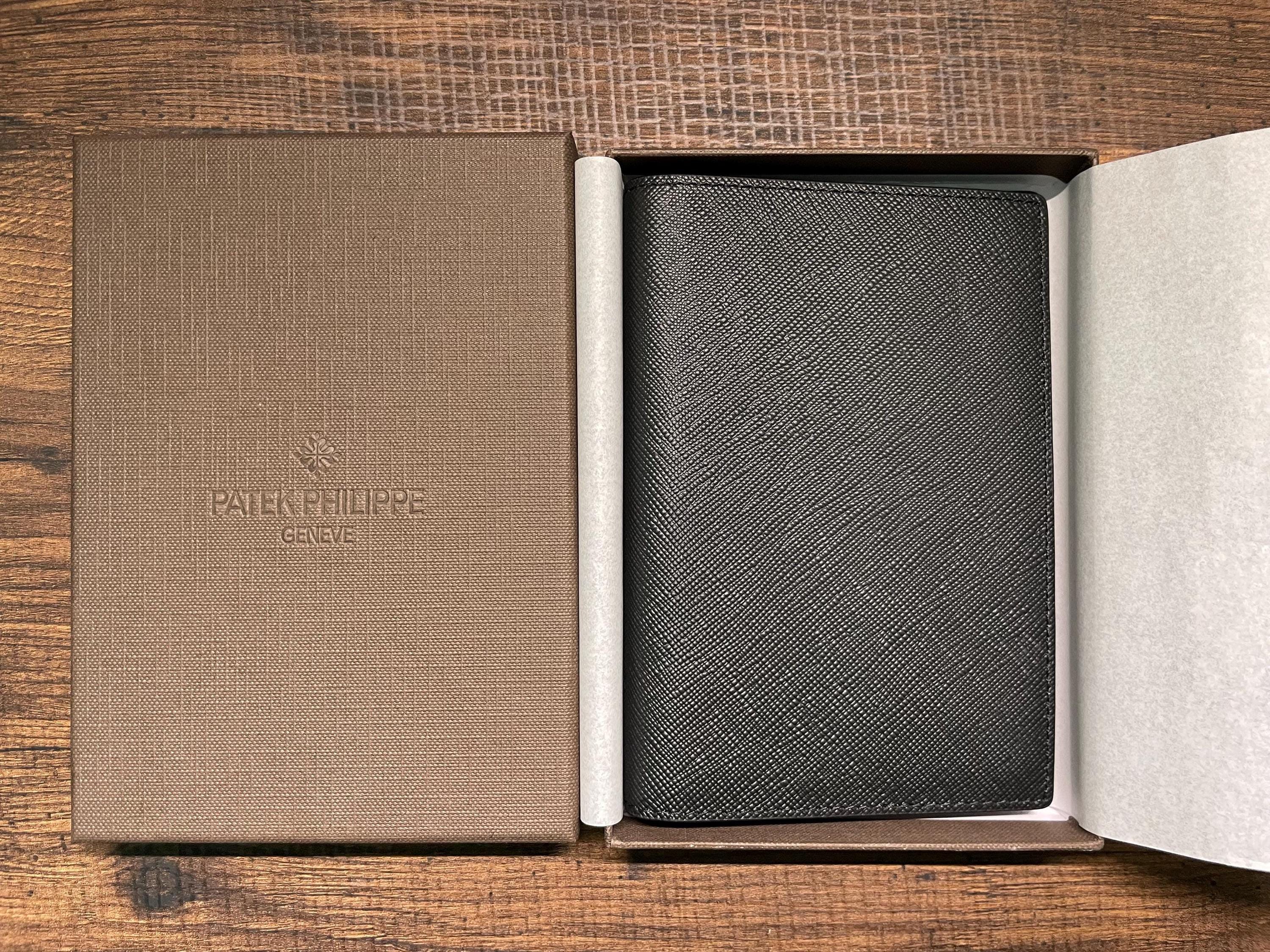 Patek Philippe Vintage Saffiano Leather Passport Holder Black/wine