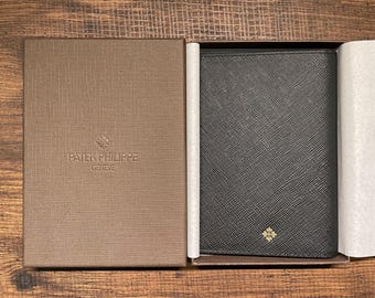 Patek Philippe Vintage Saffiano Leather Passport Holder Black/wine