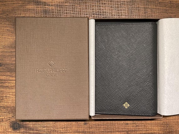 Patek Philippe Vintage Saffiano Leather Passport Holder Black/wine
