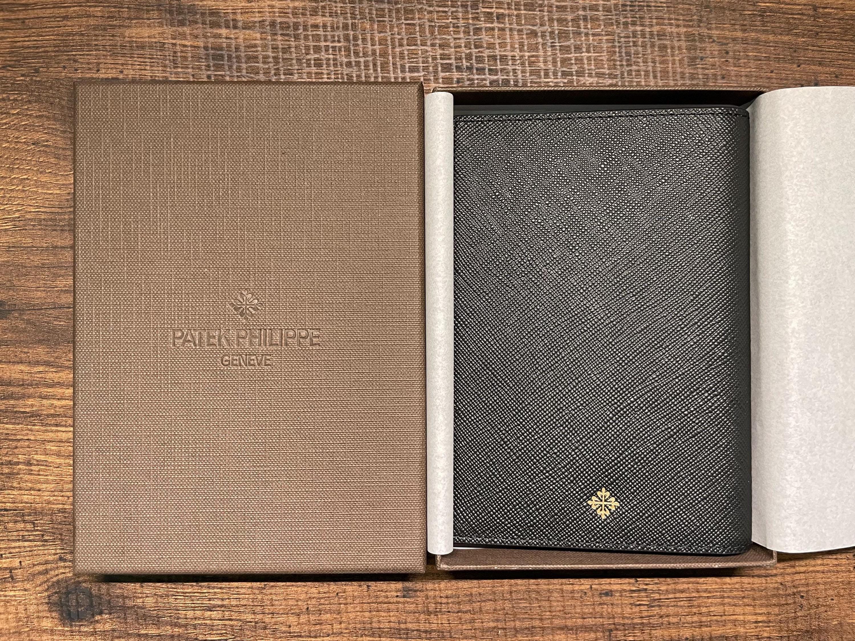 Patek Philippe Vintage Saffiano Leather Passport Holder Black/wine