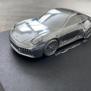 Porsche 911 992.2 Carrera Aluminum Chrome model scale 1:43 Paperweight