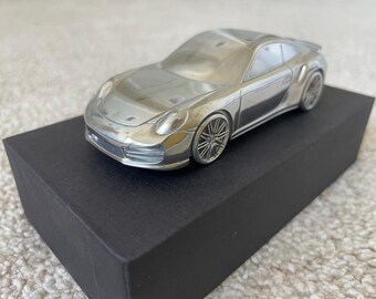 911 991.1 Turbo 1:43 Paperweight Aluminum Chrome Model Limited Edition