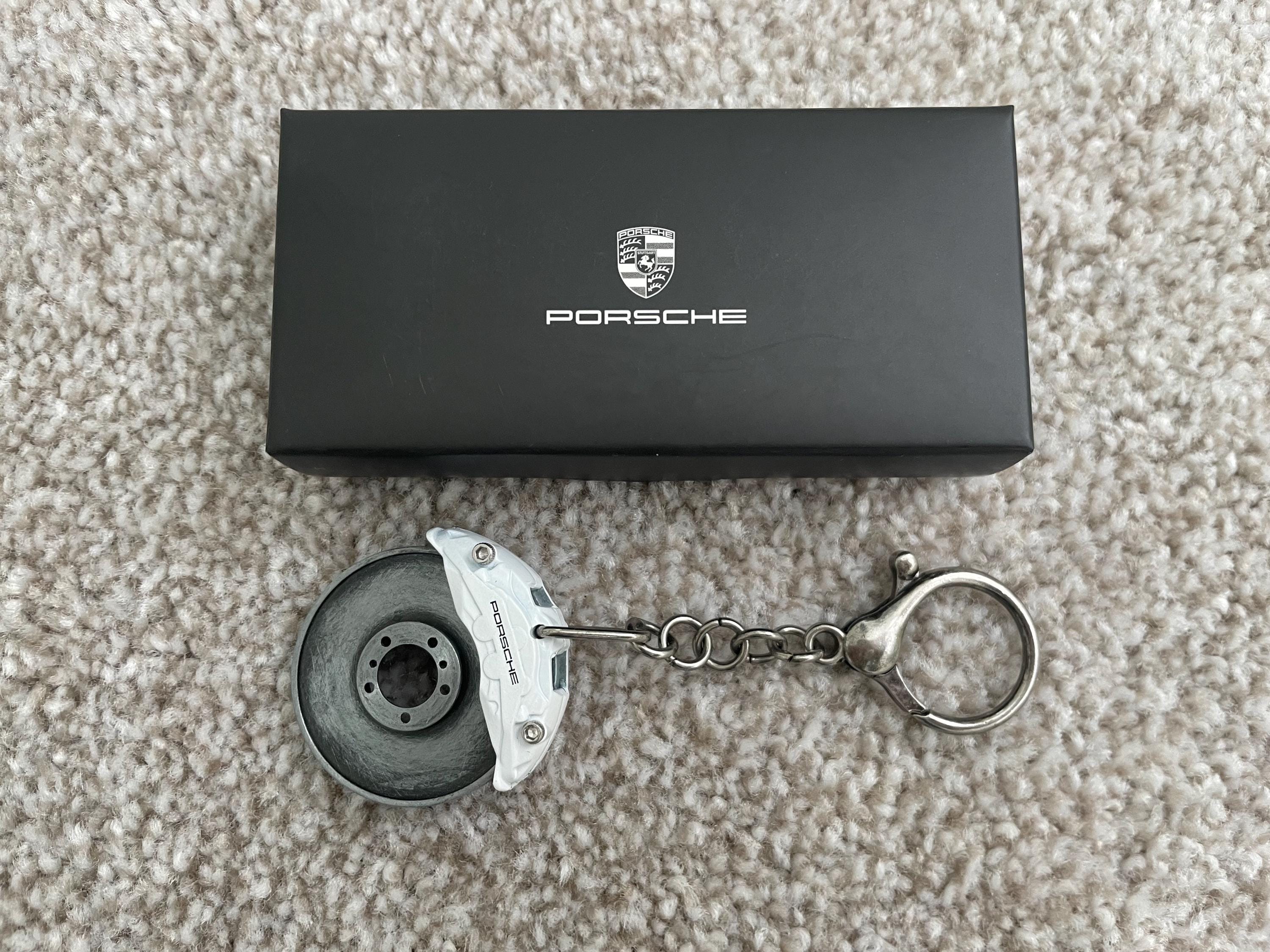 PORSCHE Keychain White Brake Caliper 911 GT3 GT2 GT4 Spyder