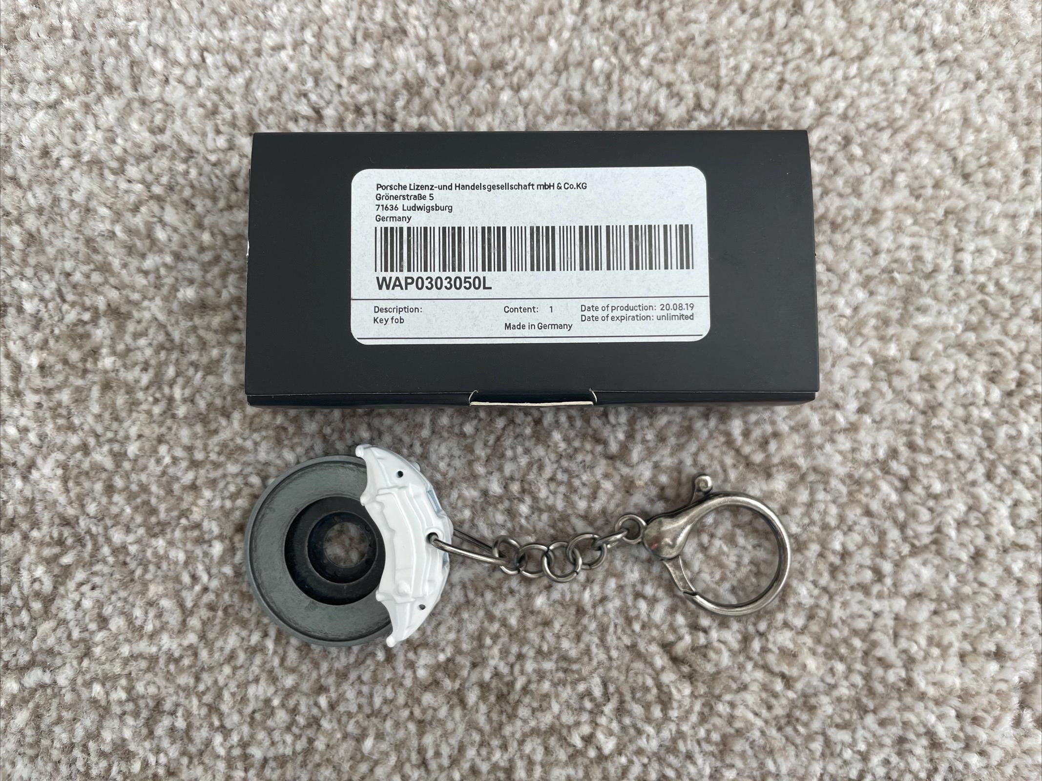 PORSCHE Keychain White Brake Caliper 911 GT3 GT2 GT4 Spyder