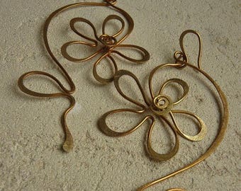 Boucles d'oreilles Fleur et Tige Sissi brin d'acier