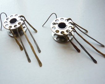 Seamstress Earrings cans of sewing machine