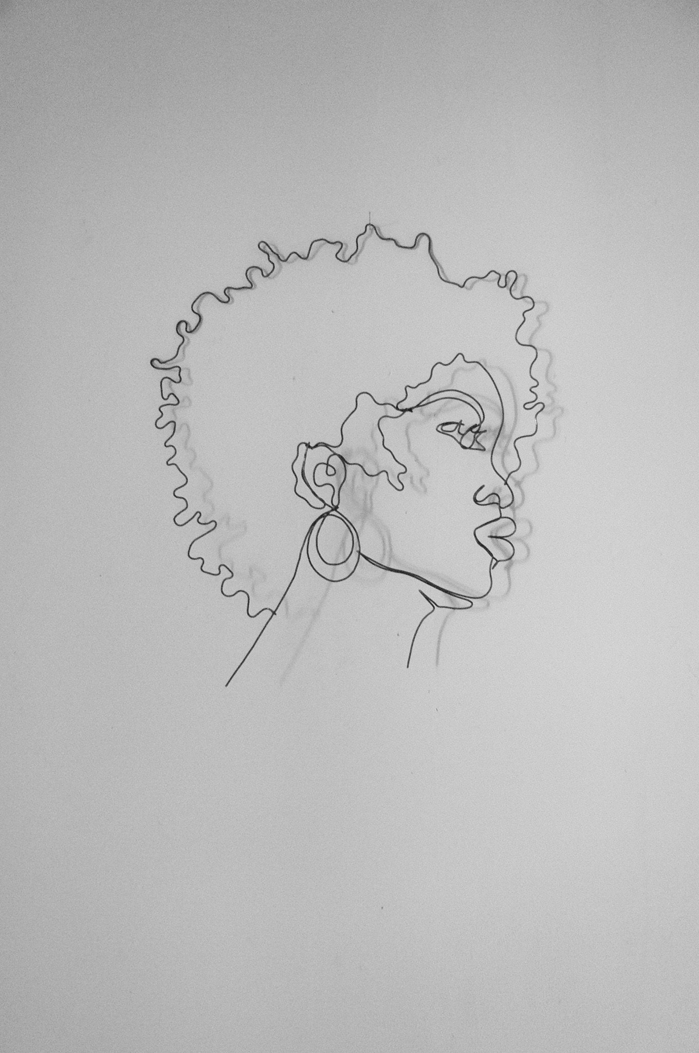 Profil Visage de Femme, Lauryn Hill, Fugees, Wire Art, Sculpture Figurative, Décoration Murale, Fil 