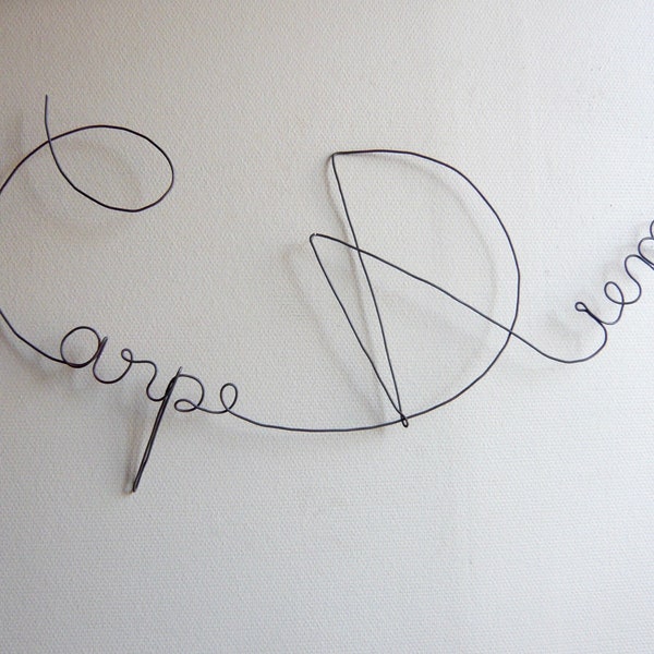 Wire message Carpe Diem by Sissi brin d'acier - Wall decoration, wall phrase - Sculpture, writing, quotation wire