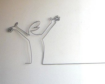 Wire art The Line - Wall decoration, wall phrase - Sculpture, writing, quotation wire