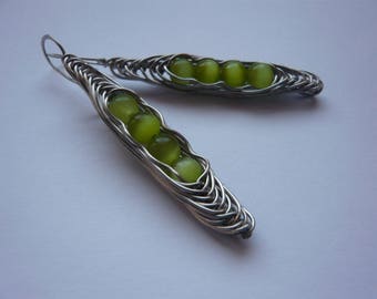 Sissi bean pea earrings, steel strand