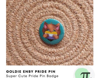 Non-Binary Tortoise Shell Cat Button Pin Badge | Adorable Pride Accessory & Fun LGBTQ+ Gift