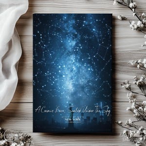 Personalized New York Star Map Night Sky, Custom Wedding Gift Canvas, Birthday and Anniversary Celestial Art, Constellation Stars Keepsake