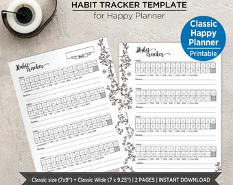 Vintage Habit Tracker Printable | Monthly Habit Tracker A4 & Letter | Goal and Routine Tracker Pages. PIBJ