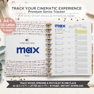 Cinematic Series Tracker Printable | Premium TV Show Planner A4 + Letter | Episode Log, Watch List & Review Planner Inserts. EST