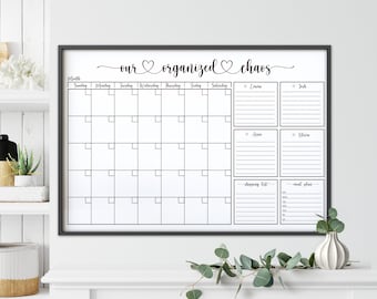 Family Wall Calendar Undated | Large Family Activity Planner | Monthly Routine Board | Printable 24x36