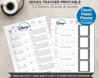 Fantasy Series Tracker Planner Inserts | TV Shows & Movie Journal | Happy Planner Classic | Printable PDF. EST