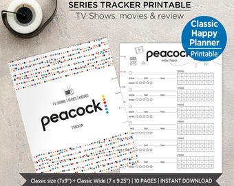 Insertos para planificador de entretenimiento Happy Planner clásico / Rastreador de series y películas / Páginas imprimibles para registro y reseñas de series / Rastreador de streaming. EST