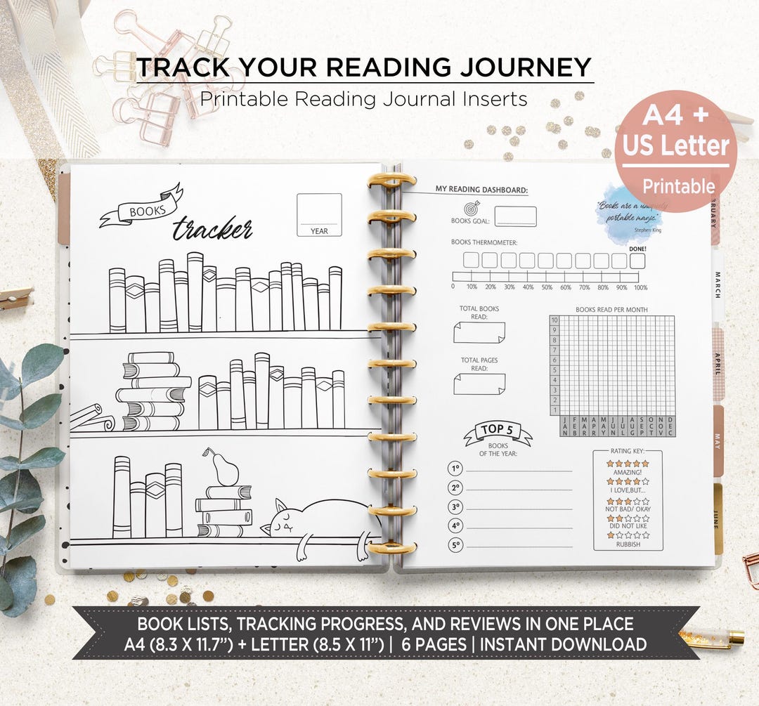 Printable Reading Journal Inserts | Book Tracker and Reading Log ...