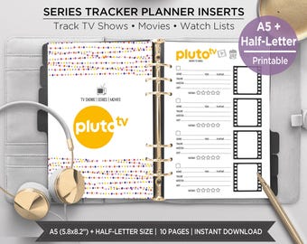 Series Tracker Planner Inserts | TV Show Tracker for Classic TV and Free Streaming | Half-letter & A5 Planner Pages | Watch List Journal EST