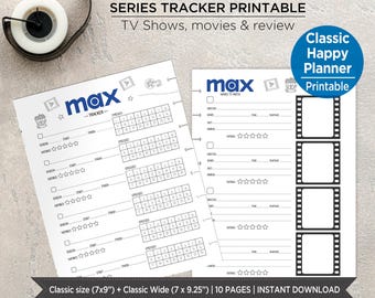 Premium Series Tracker Printable Inserts | TV Show Tracker Pages Classic Planner | Watch List & Episode Log | Streaming Planner. EST
