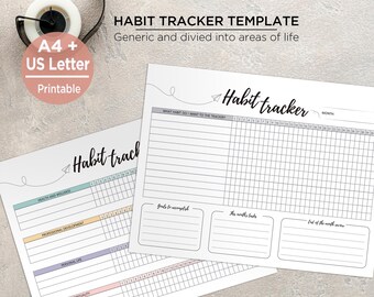 Planificador semanal de hábitos imprimible / Insertos para planificador de seguimiento de objetivos / Planificador Big Happy Planner tamaño carta A4 / Bloc de escritorio para seguimiento de hábitos. PIBJ