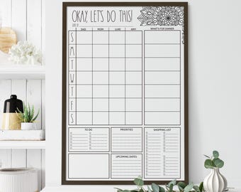 Personalized Family Weekly Schedule Printable | Custom Wall Planner with Columns | Mandala Family Organizer 24x36