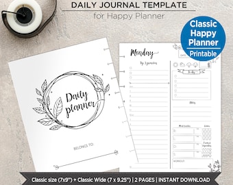 Vintage Daily Planner Printable | Happy Planner Classic Daily Inserts | Undated Vintage Style PDF. PIBJ