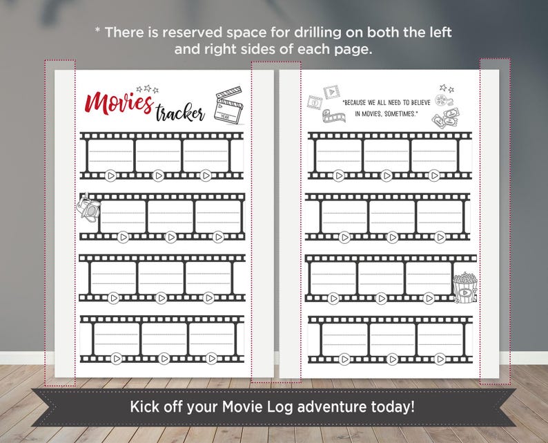 Movie List Printable Bullet Journal Pages, Movie Journal Insert ...
