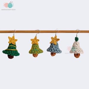 Micro Crochet Christmas tree earrings,Christmas earrings,handmade earrings,Gift For Her,14 kGOLD handmadejewelry,gift for mom,Christmas gift