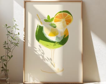 Hugo Spritz-cocktailprint, trendy muurkunst, cocktailposter, decoratie thuisbar, digitale print, keukenmuurkunst, Bart Cart-muurdecoratie