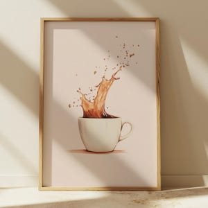 Minimalist Art Print , Coffee Cup Art, Coffee Wall Decor, Gift Idea for New House, Vintage Coffee Cup, Watercolor Art Print, Abstract Coffee