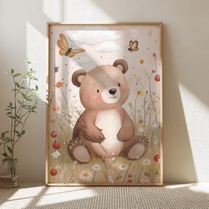 Bear Nursery Wall Art, Cute Bear Print, Digital Download, Kids Room Decor, Whimsical Animal Art, Playful Kids Room Art, Printable Wall Art