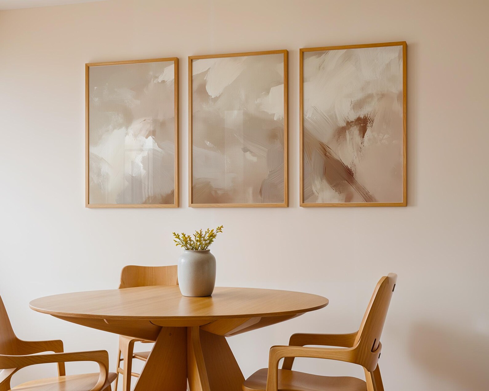 Modern Neutral Abstract Gallery Wall Art, Set of 3 Prints, Black Beige ...
