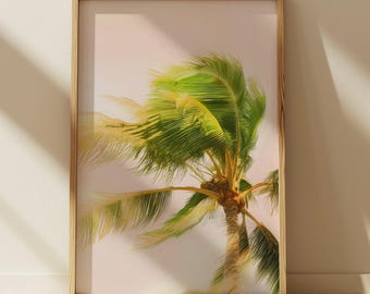 Palm Tree Wall Art Single, Tropical Printable Art, Digital Download, Beach Decor, Minimalist Wall Decor