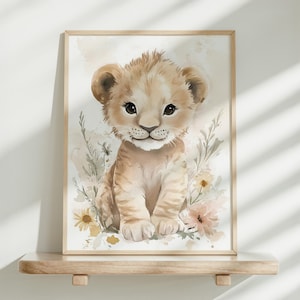 Lion Cub Nursery Art, Baby Room Decor, Safari Animal Wall Art, Cute Animal Print, Nursery Wall Decor, Printable Wall Art, Baby Animal Print