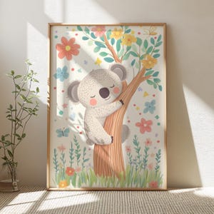 Australian Animal Kids Room Art, Koala Nursery Decor, Botanical Eclectic Print, Animal Lover Gift, Illustrated Wall Art, Printable Wall Art