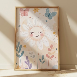 Floral Nursery Art, Daisy Printable Wall Art, Girls Room Decor, Digital Download, Nursery Wall Art, Baby Girl Room, Neutral Girls Room Decor